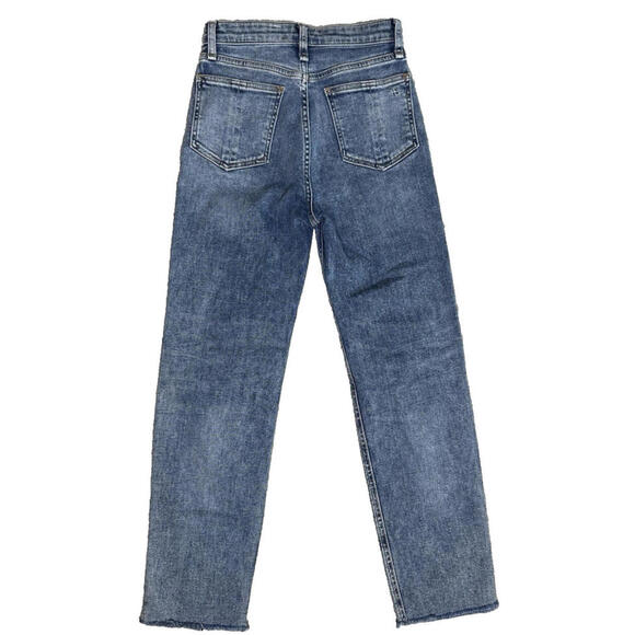 Rag & Bone Jeans Nina High Rise Ankle Cigarette Raw Hem Blue Denim Womens 24 - Picture 2 of 4